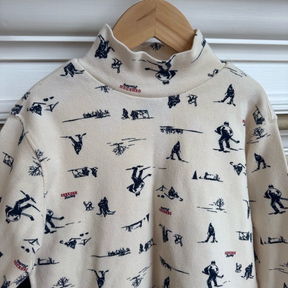 Vintage Hockey Osh Kosh Cream Turtleneck Size 6 - Picture 2 of 3